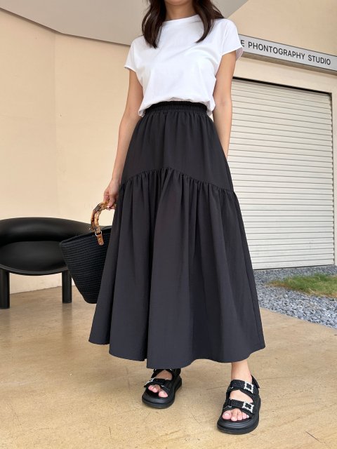 TIERED GATHER LONG SKIRT