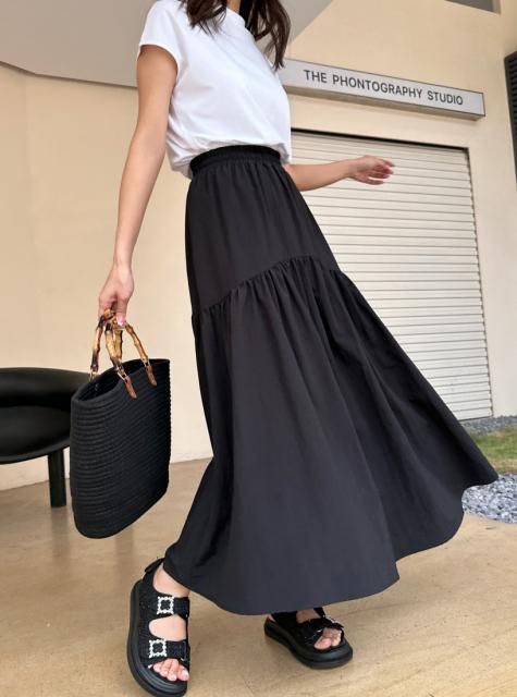 TIERED GATHER LONG SKIRT