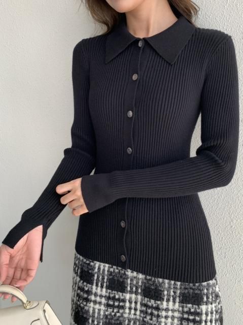 COLLARED KNIT CARDIGAN