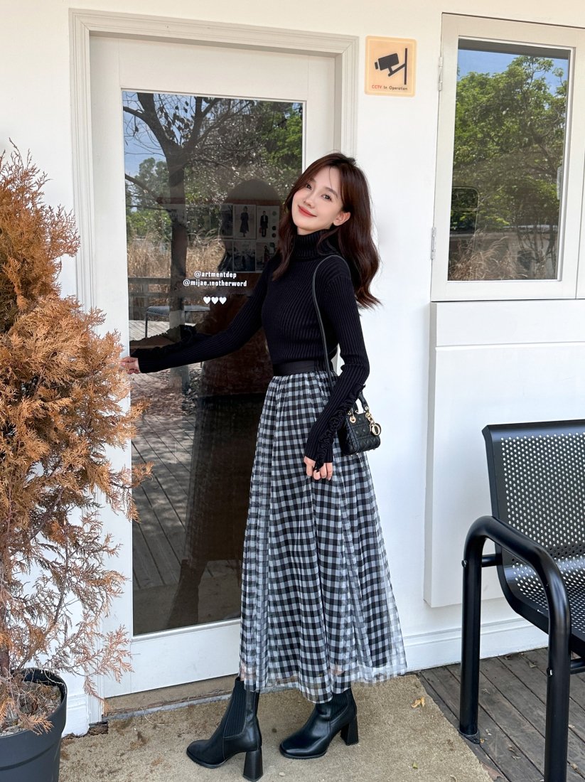 GINGHAM CHECK SHEER SKIRT - BIRTHDAY BASH