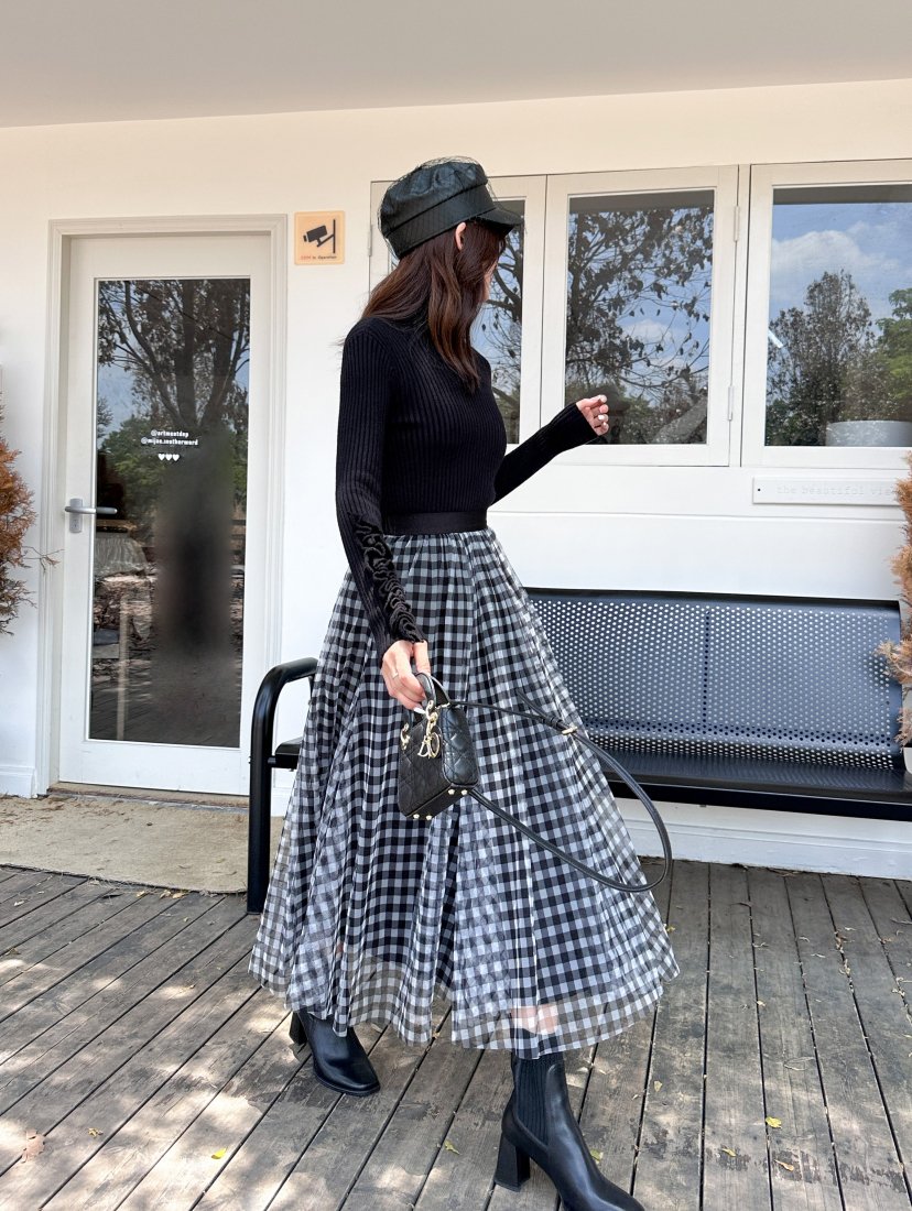 GINGHAM CHECK SHEER SKIRT - BIRTHDAY BASH