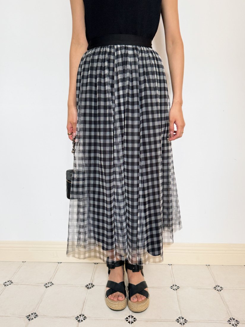 GINGHAM CHECK SHEER SKIRT - BIRTHDAY BASH