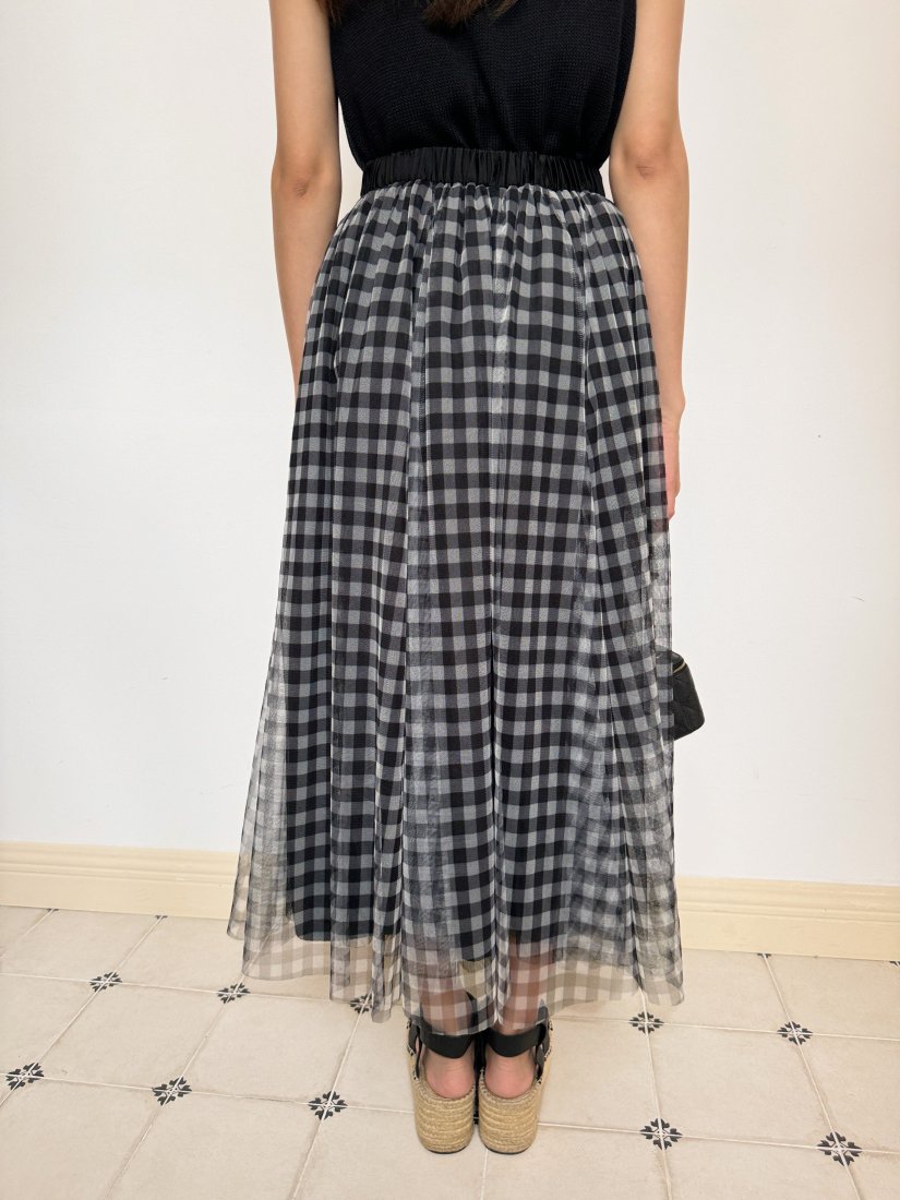 GINGHAM CHECK SHEER SKIRT - BIRTHDAY BASH