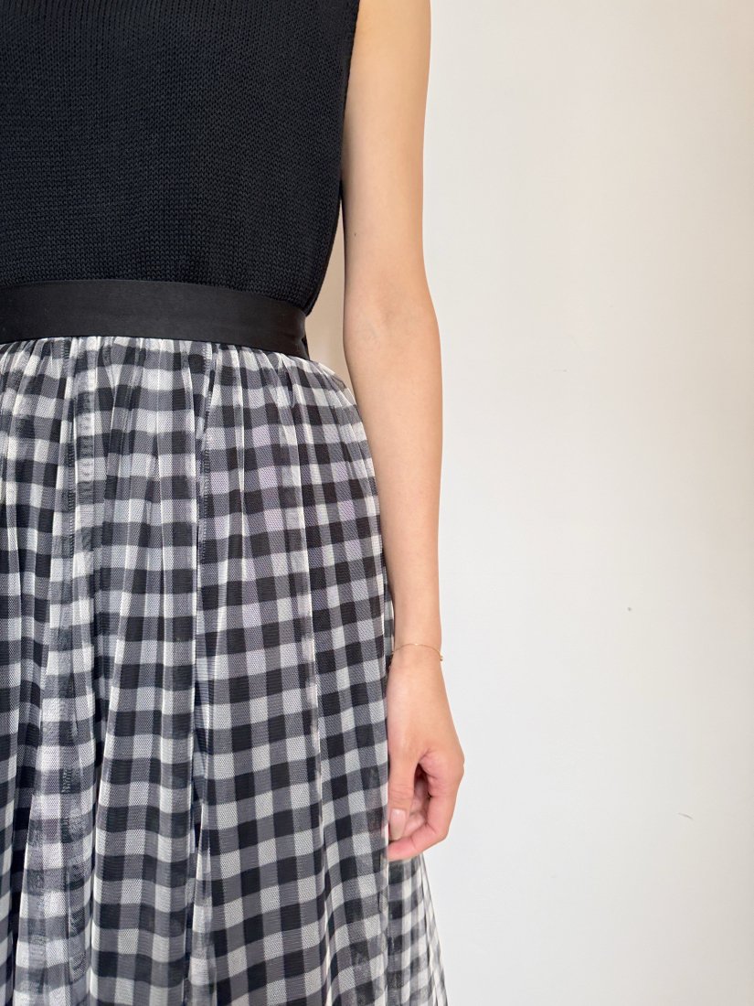 GINGHAM CHECK SHEER SKIRT - BIRTHDAY BASH