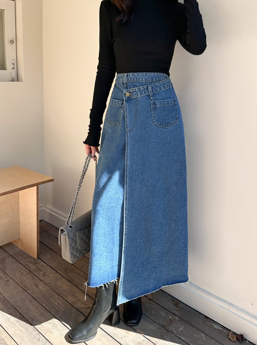 FRONT SLIT DENIM SKIRT - BIRTHDAY BASH