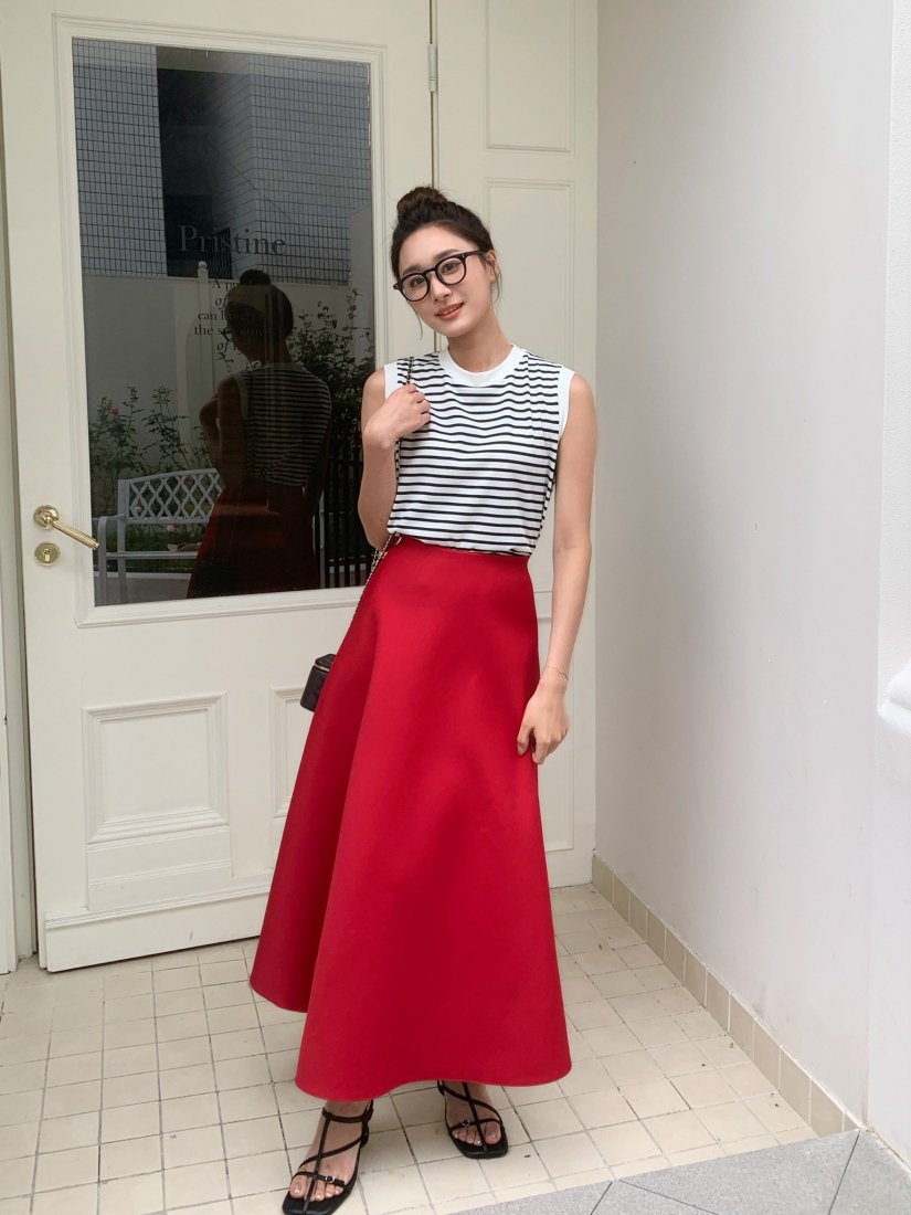 Aラインボンディングスカート LONG LIMITED RED - BIRTHDAY BASH