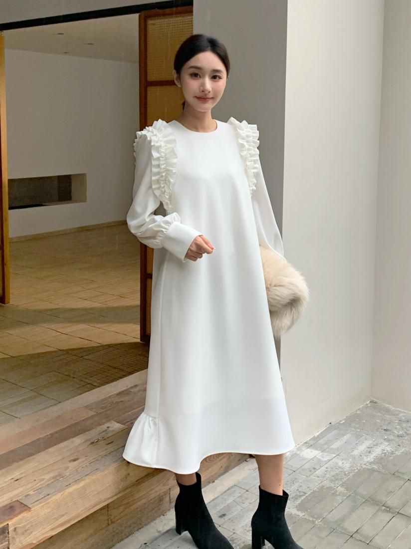 SHOULDER FRILL DRESS - BIRTHDAY BASH