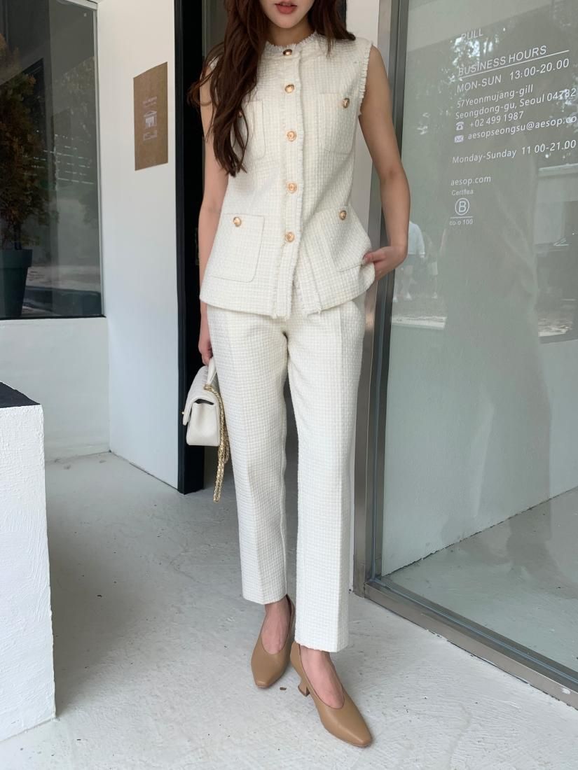 TWEED GILET SETUP IVORY - BIRTHDAY BASH