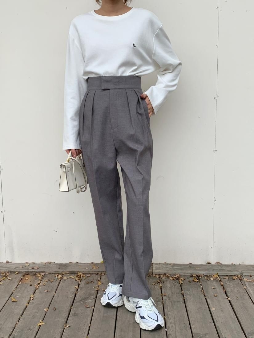 TUCK STRAIGHT PANTS GRAY - BIRTHDAY BASH