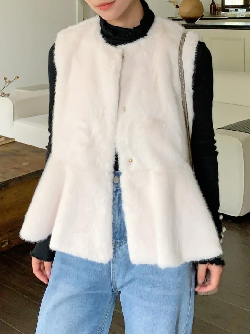 FUR PEPLUM VEST WHITE - BIRTHDAY BASH