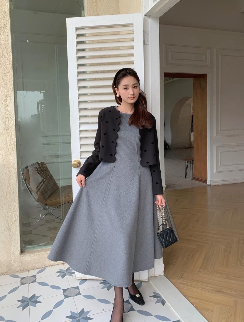 CARA WOOL FLARE LONG DRESS - BIRTHDAY BASH CARA WOOL FLARE LONG DRESS - BIRTHDAY BASH