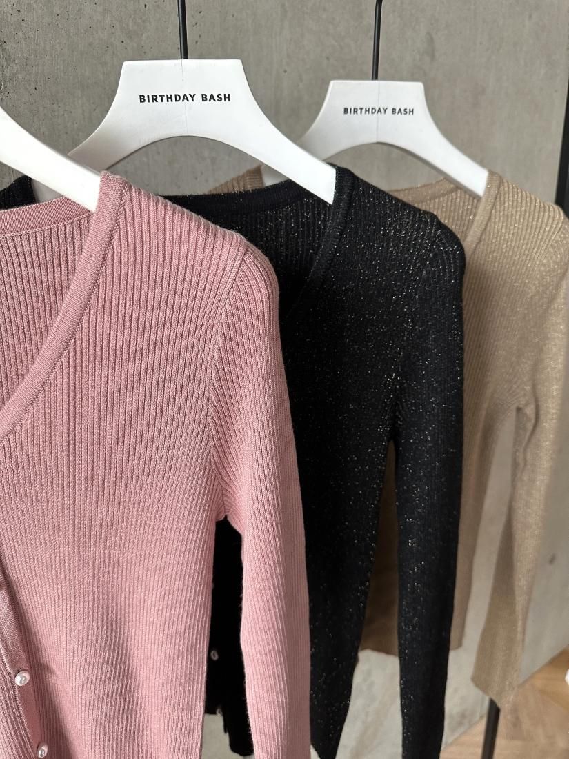 LAME VNECK RIB KNIT CARDIGAN - BIRTHDAY BASH