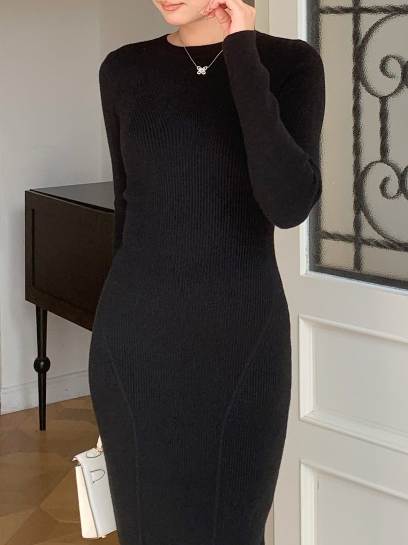 MOLLY SLIM KNIT DRESS BLACK - BIRTHDAY BASH