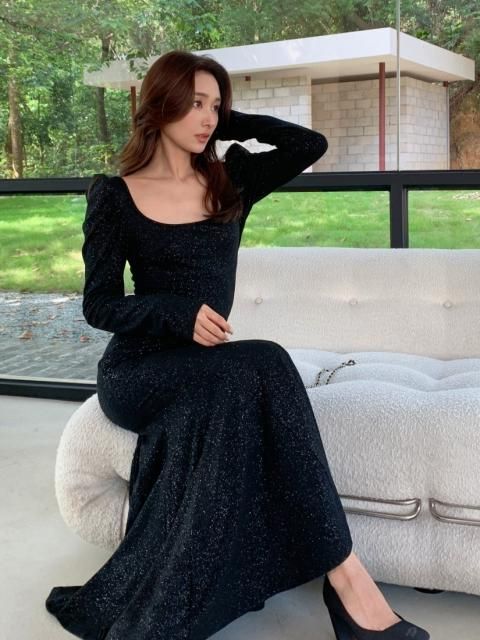 24SSGLITTER PUFFSLEEVE MERMAID DRESS