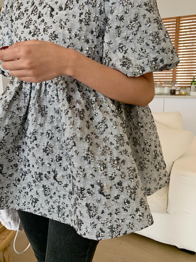 JACQUARD PEPLUM PUFF RIBBON TOPS - BIRTHDAY BASH