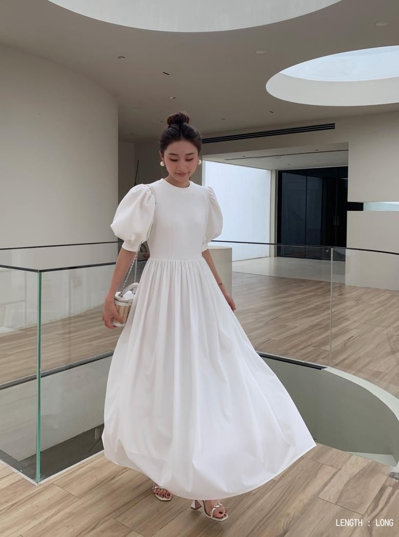 VOLUME SLEEVE DOCKING SHEER DRESS - BIRTHDAY BASH