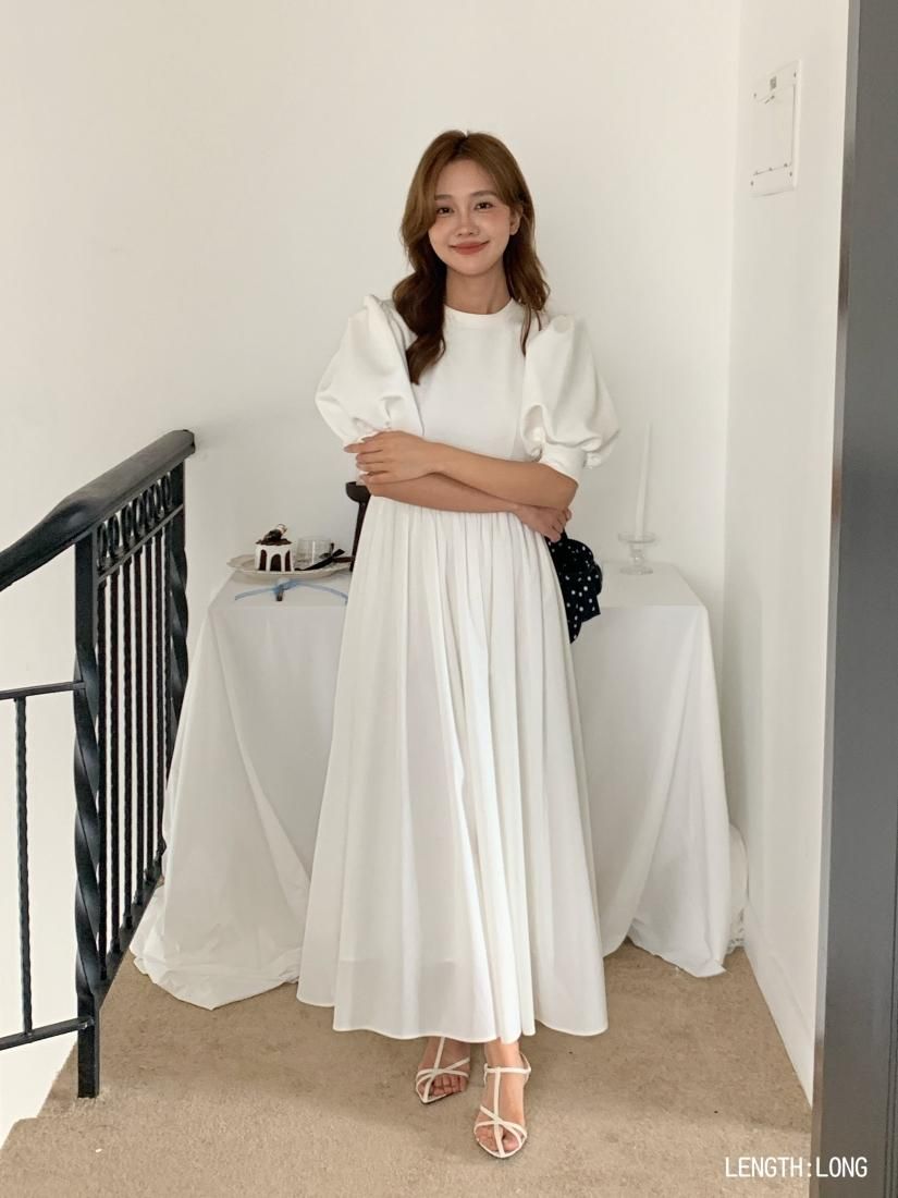 VOLUME SLEEVE DOCKING SHEER DRESS - BIRTHDAY BASH