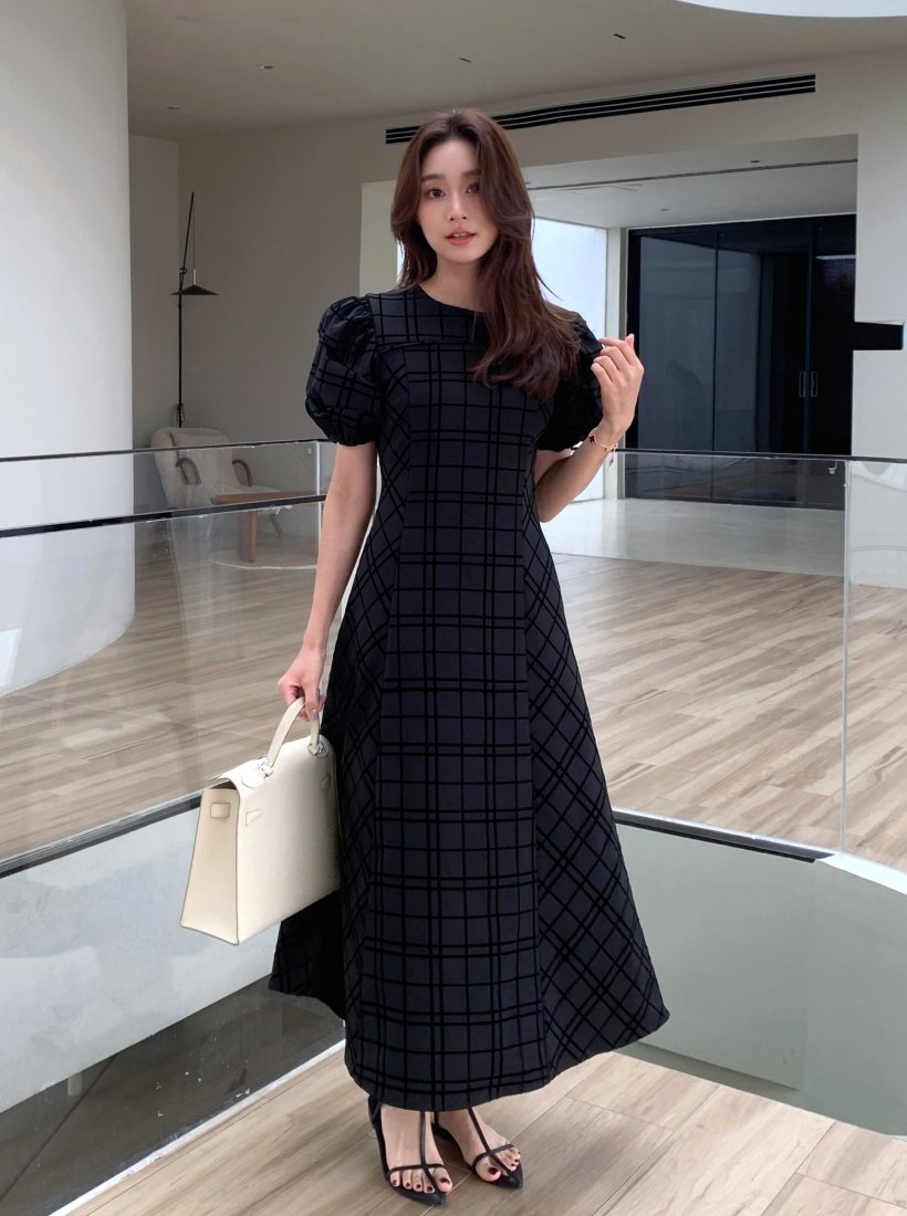 Checkered long clearance dress