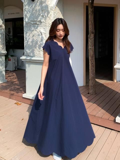 SCALLOPED A LINE DRESS