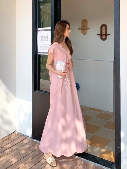 SCALLOPED A LINE DRESS