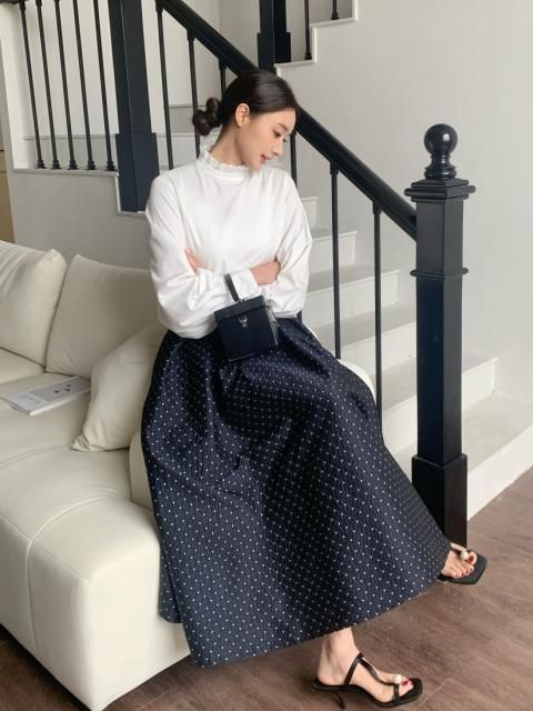 JACQUARD DOT VOLUME SKIRT