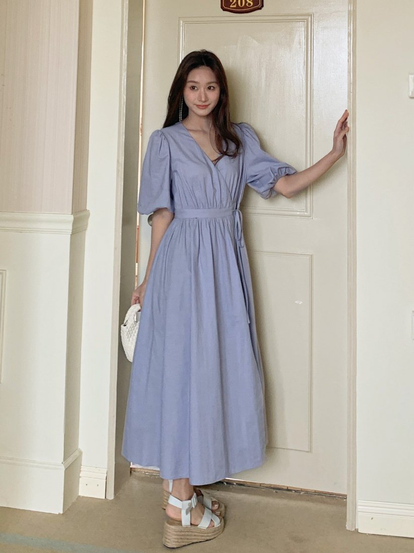 LINEN CACHE COEUR PUFF DRESS - BIRTHDAY BASH