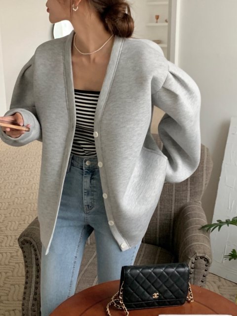 KR FLUFFY SWEAT CARDIGAN