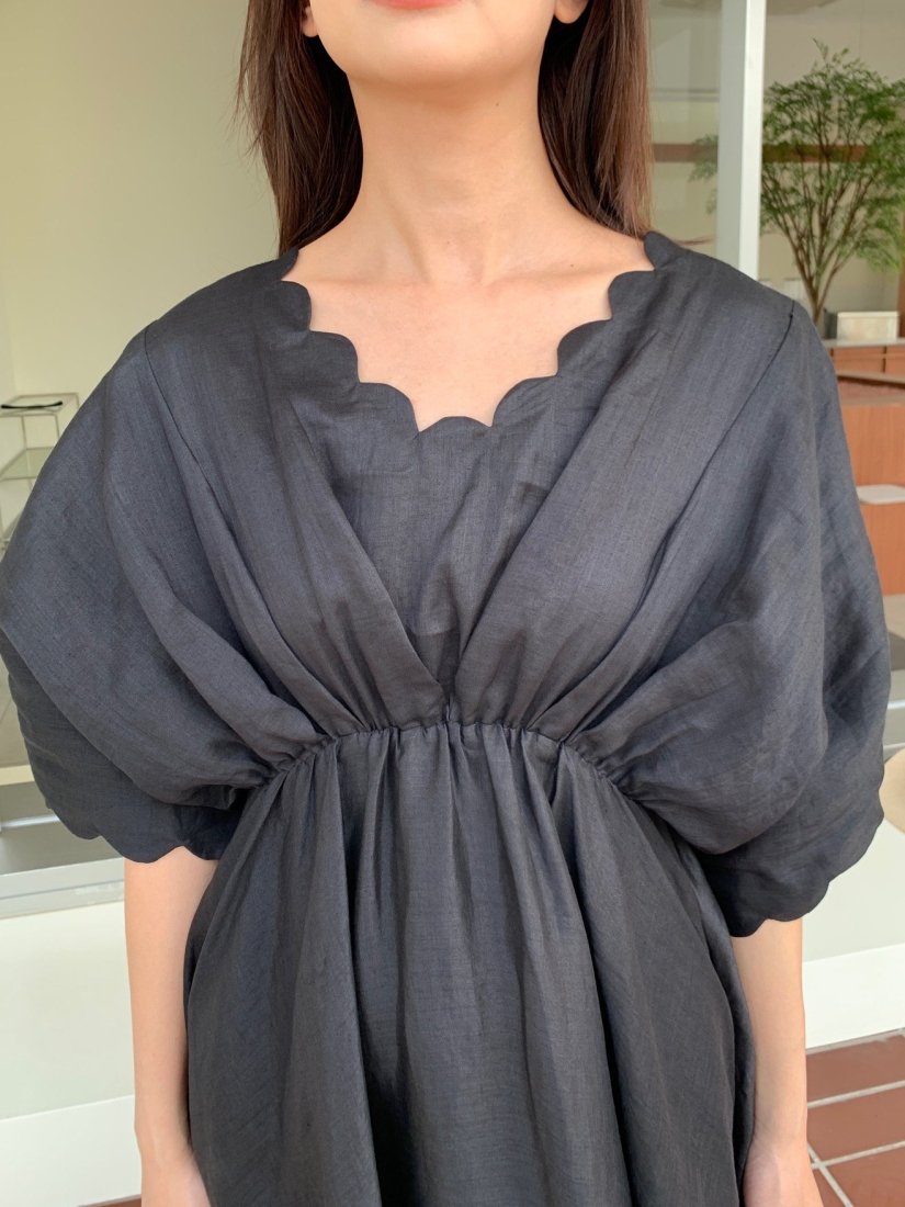 MEL LINEN GATHER DRESS BLACK - BIRTHDAY BASH