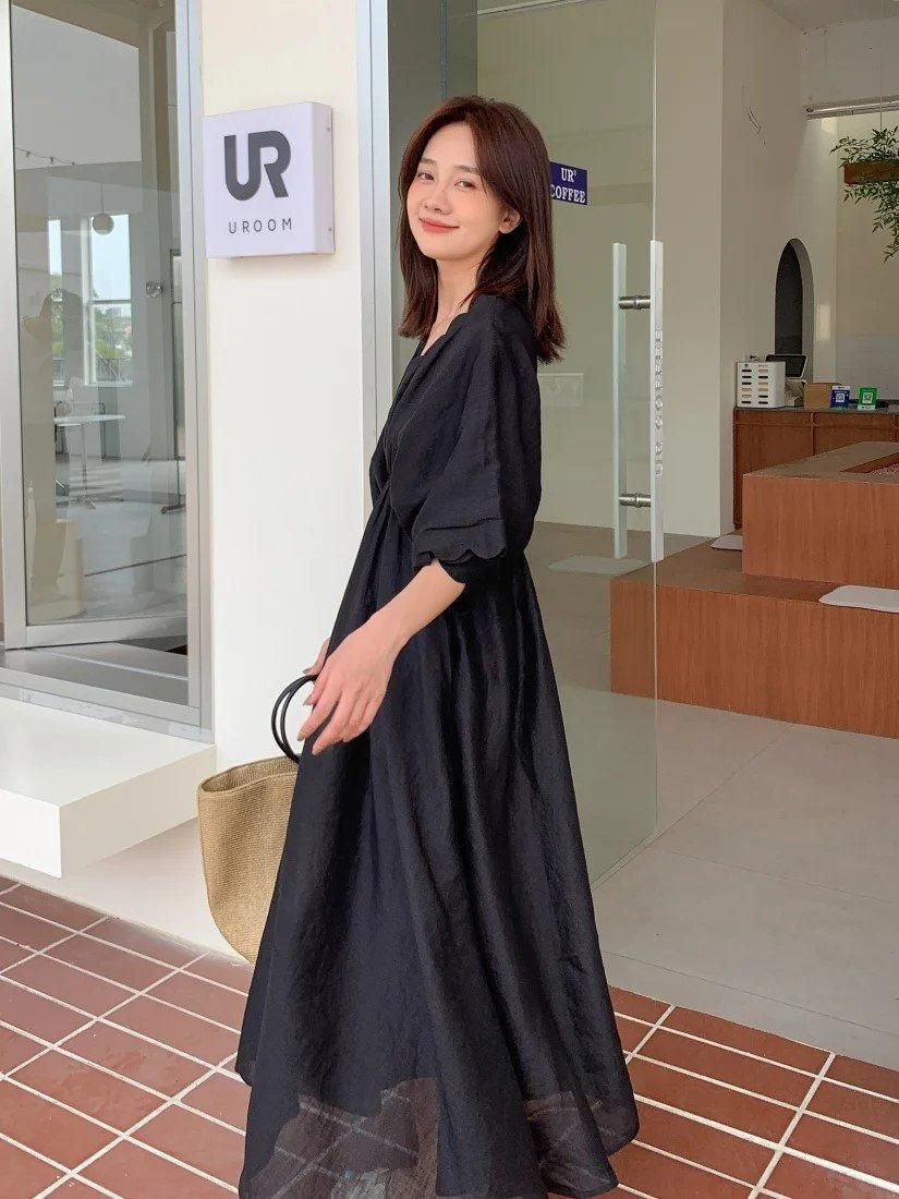 BirthdayBash Gather Flare Dress 黒　L JASPER GATHER FLARE DRESS - BIRTHDAY BASH