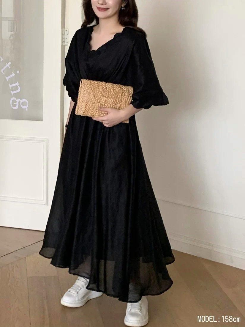 BirthdayBash Gather Flare Dress 黒　L JASPER GATHER FLARE DRESS - BIRTHDAY BASH