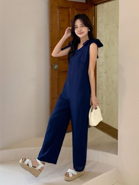 RIBBON ROMPERS LINEN100