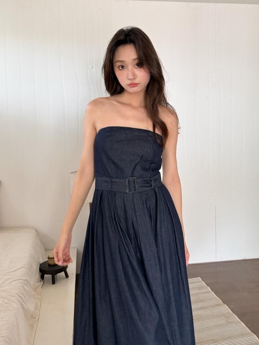LORA BARE TOP DENIM DRESS - BIRTHDAY BASH
