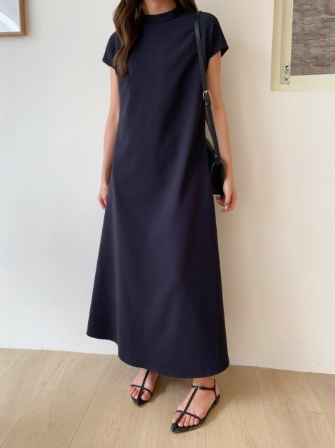 PETITE HIGH NECK A LINE DRESS