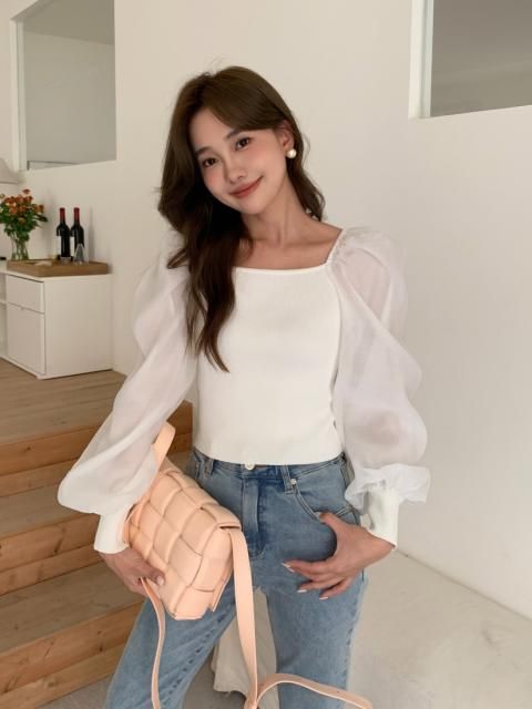 2WAY SHEER VOLUME SLEEVE TOPS