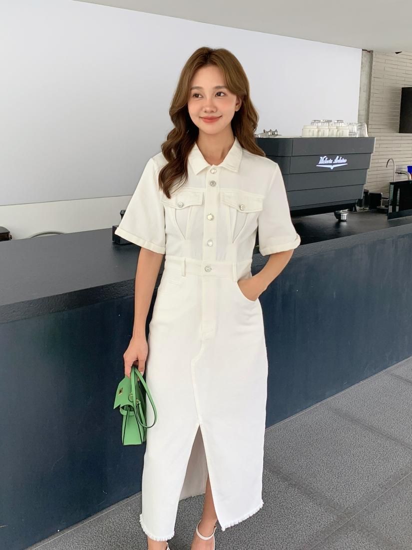DENIM SHIRT SLIT DRESS - BIRTHDAY BASH