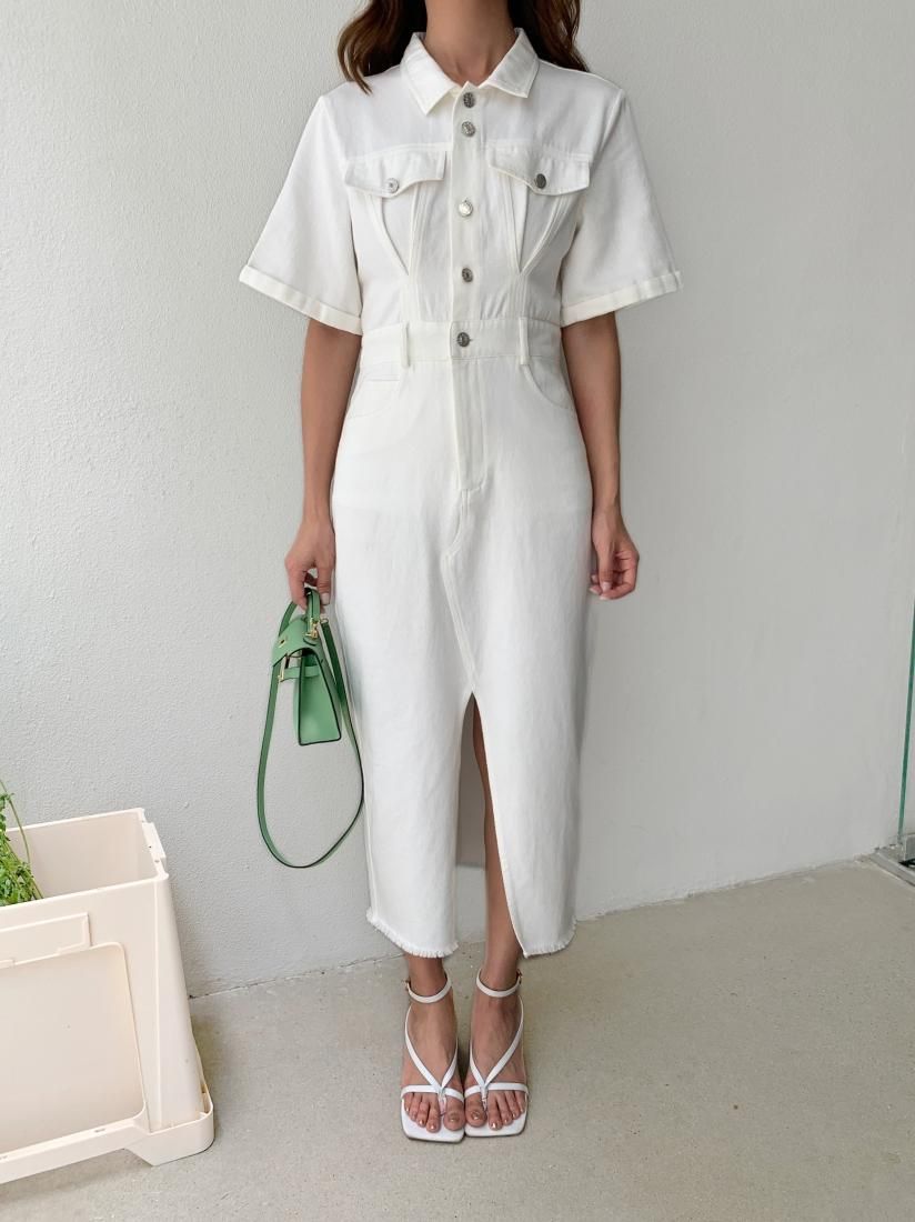DENIM SHIRT SLIT DRESS - BIRTHDAY BASH