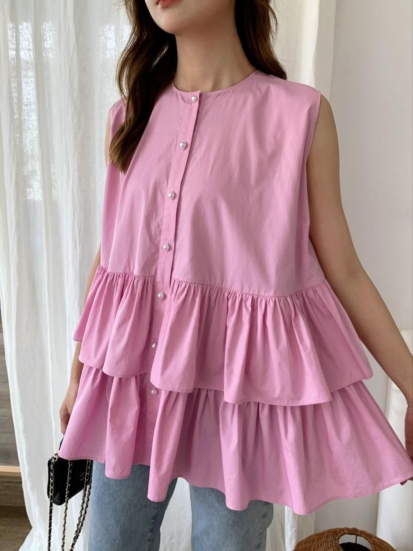 JACQUARD DOT TRIPLE FRILL TOPS - BIRTHDAY BASH