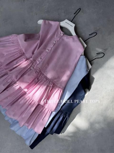 TRIPLE FRILL PEARL TOPS