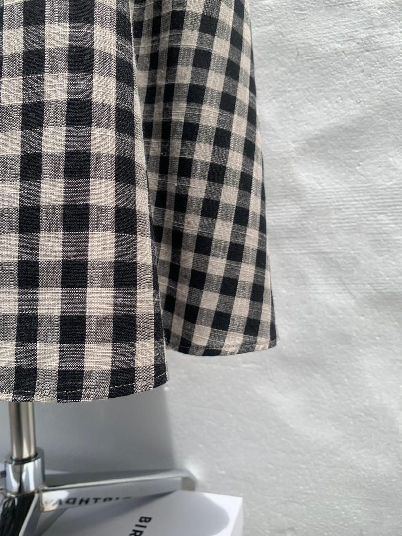 OFF SHOULDER GINGHAM DRESS IN LINEN - BIRTHDAY BASH