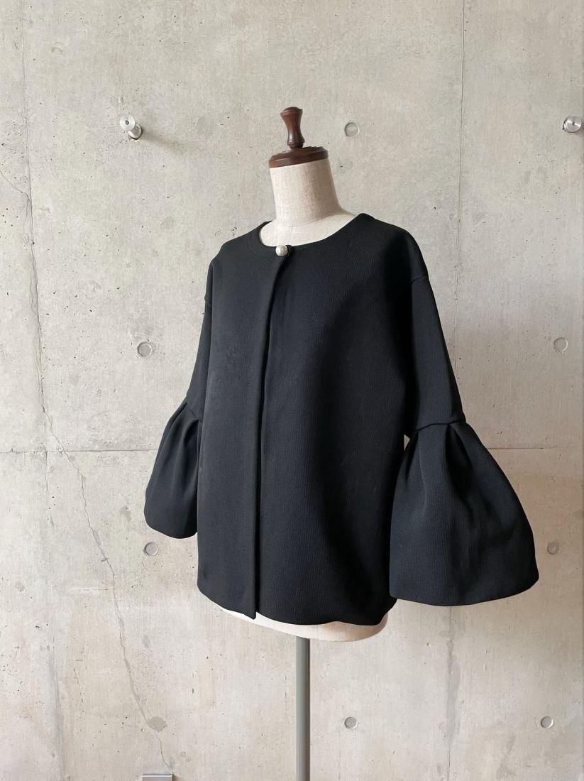 ♡秋冬花モチーフパール付 バルーン袖ノーカラージャケッ 楽天市場】ニット レディース トップス 長袖 クルーネック