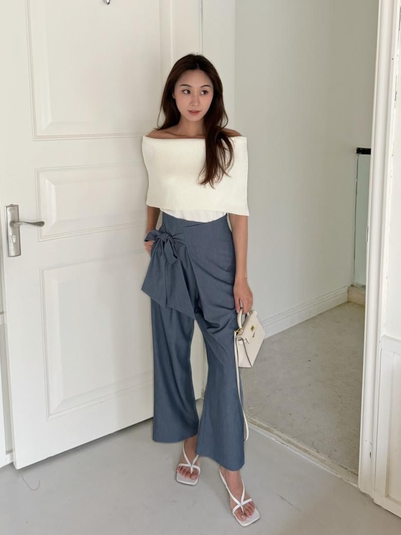 50% OFF】HIGH WAIST RIBBON PANTS - BIRTHDAY BASH 50% OFF】HIGH WAIST RIBBON PANTS - BIRTHDAY BASH