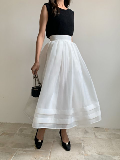 SHEER VOLUME FLARE SKIRT