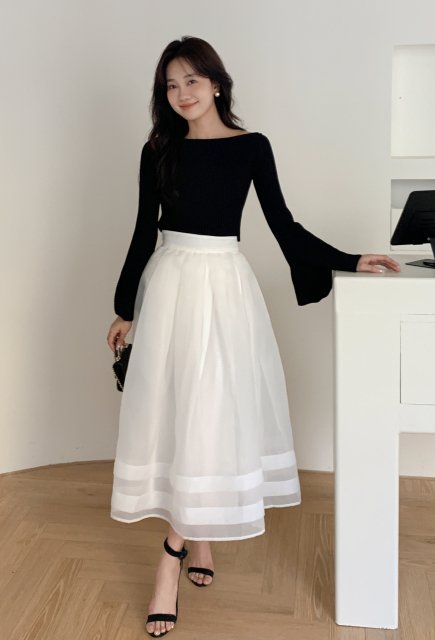 SHEER VOLUME FLARE SKIRT