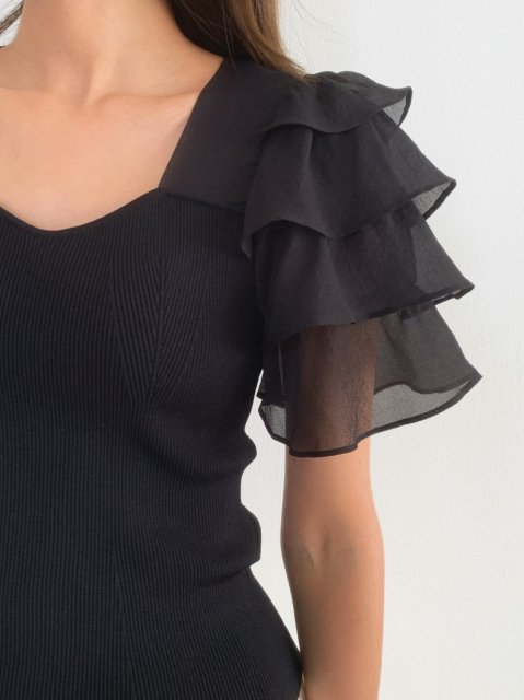 FRILL SHEER SLEEVE TOPS