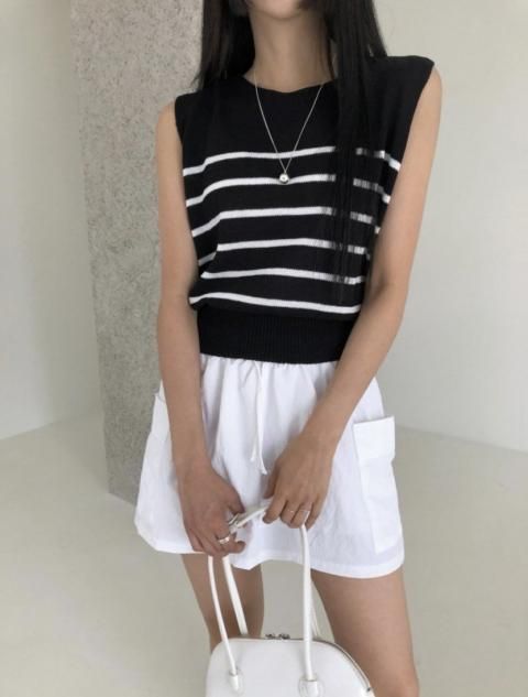KR NS BORDER KNIT TOPS