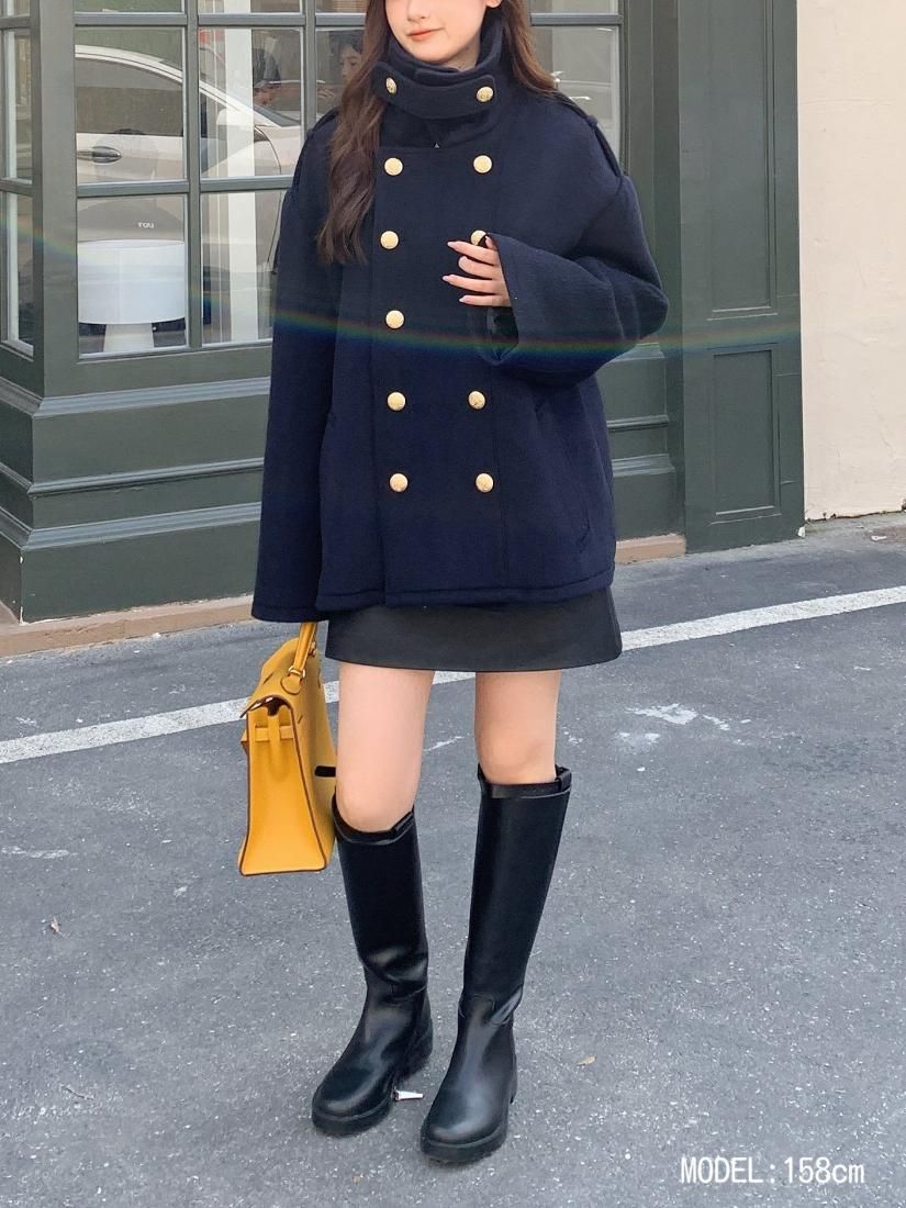 STAND COLLAR PEA COAT - BIRTHDAY BASH