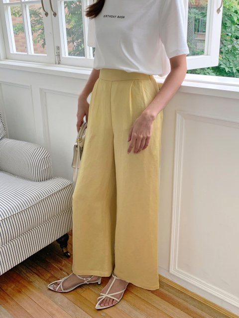 LINEN TWO TUCK COLOR PANTS