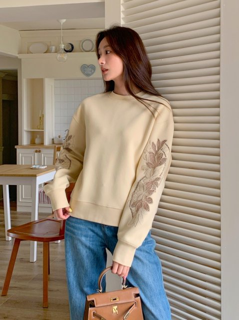 LACE SLEEVE PULLOVER TOPS