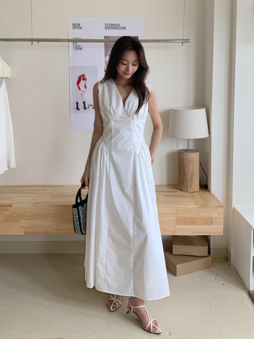 V NECK GATHER DRESS - BIRTHDAY BASH