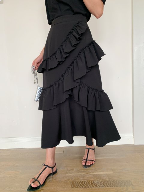 ASYMMETRY LAYERED FRILL SKIRT